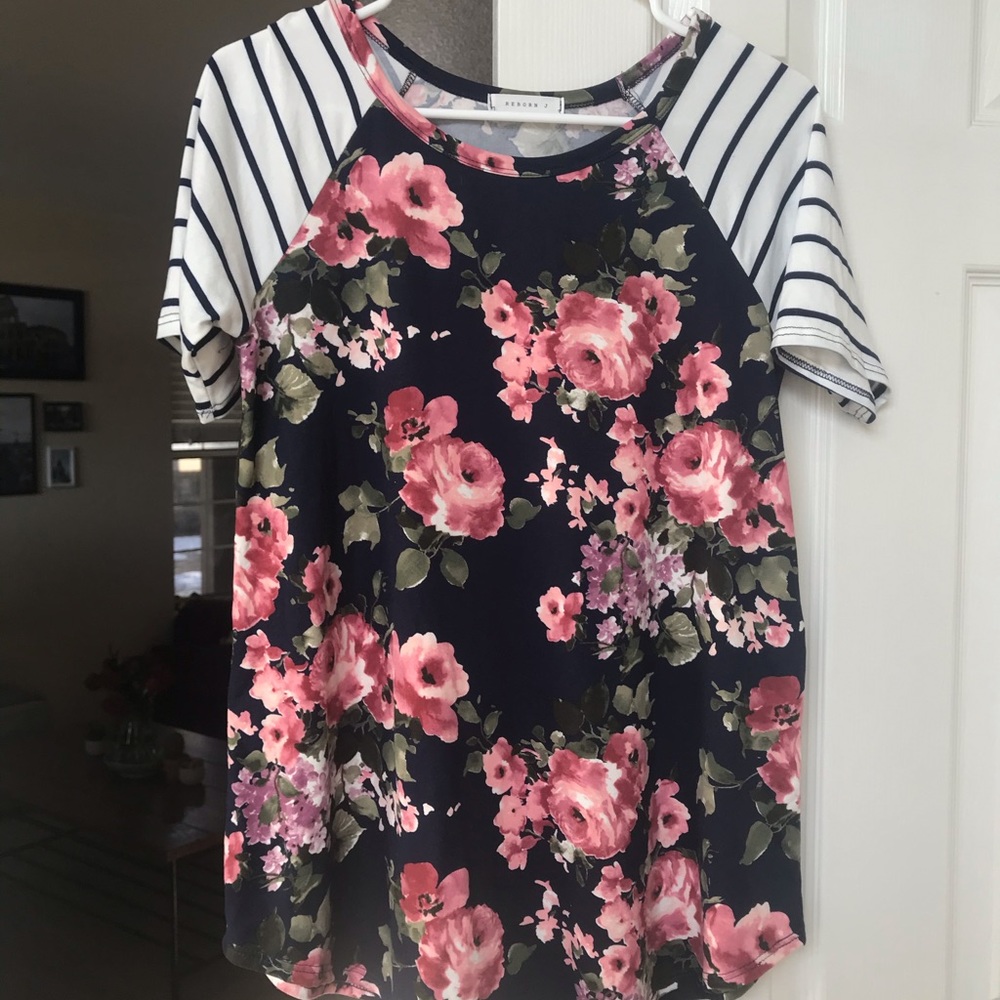 Floral and striped Shirt